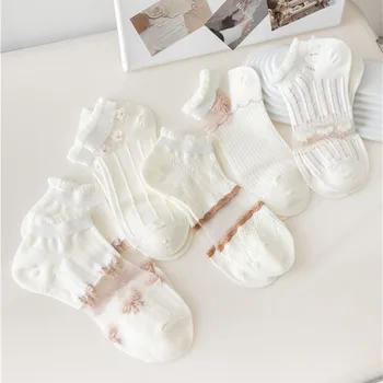Носки, женские летние новые носки-лодочки, Японская белая модальная карта JK, женские носки-лодочки, Тонкие кружевные носки с бантом в милом стиле.