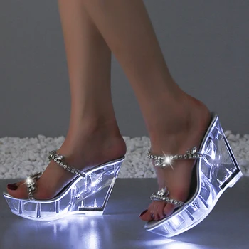 Обувь со стразами модель автомобиля для ночного клуба на высоком каблуке на танкетке женская обувь для подиума pole dance