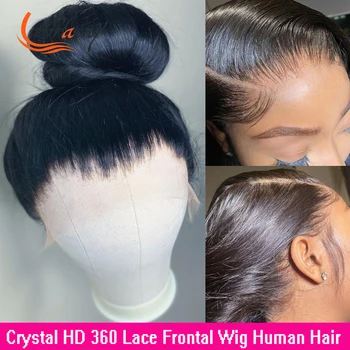 Объемная волна, полный 360 Кружевной фронтальный парик, предварительно выщипанные человеческие волосы, кристалл HD, Прозрачные Бразильские кружевные фронтальные парики для чернокожих женщин, распродажа