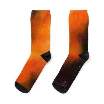 Оранжевые носки Galaxy, детские чулки в стиле аниме, подарок мужчине на Рождество, носки для тенниса для мальчиков, женские носки