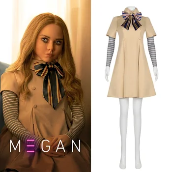 Платье для косплея M3GAN для девочек, куклы-роботы с искусственным интеллектом, Две тысячи Двадцать три платья Megan, Униформа для костюмов на Хэллоуин
