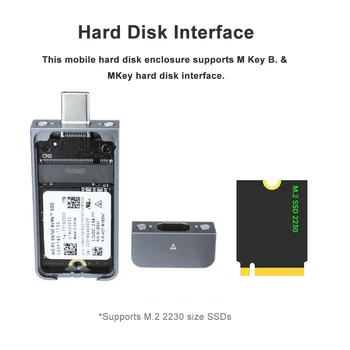 Портативный SSD-накопитель USB3.2 Gen2 M.2 NVMe 2230 SSD Case Адаптер M.2 M Key Корпус Твердотельного накопителя USB Type-C M & B Key для M2 2230 SSD
