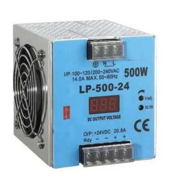 Промышленный тип Din-рейки 20A 24V 500W Цифровой дисплей Импульсный источник питания LP-500-24