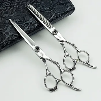 Профессиональный парикмахер для стрижки волос 440C Парикмахерскими ножницами Japanese Craft Bearing Dragon Thinning Set 6-дюймовый набор для стрижки волос