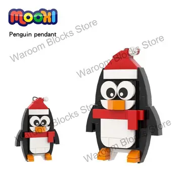Рождественская серия MOC1303 Подвеска в виде животного в виде Пингвина, Совместимый кирпич, Строительный блок MOC, Развивающие игрушки для детей, подарок Друзьям