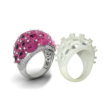 Роскошное праздничное кольцо для женщин, изделия из белого воска прямого литья, модные ювелирные изделия, кольцо Moldel, 3D-печать, легкое литье из смолы