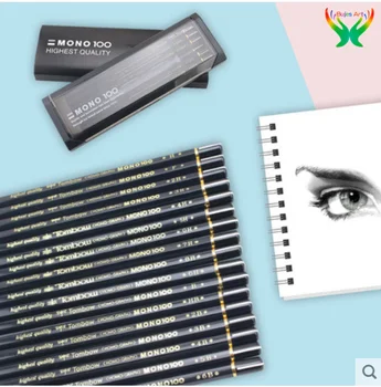 Серия Tombow MONO 100 Шестиугольный деревянный карандаш для эскизов, карандашный дизайн, рисование карандашом, художественные принадлежности для рисования