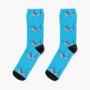 Синие носки Marlin, изготовленные на заказ спортивные мужские рождественские подарки, Чулки, компрессионные носки, Женские Мужские