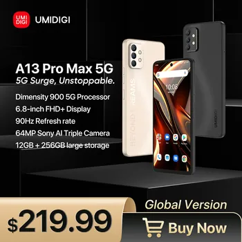 Смартфон UMIDIGI A13 Pro Max 5G, 12 ГБ + 256 ГБ, яркость 900, 90 Гц, 6,8 