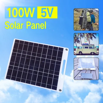 Солнечная панель мощностью 100 Вт, 5 В, водонепроницаемая портативная аварийная зарядка с двумя USB, Портативная наружная солнечная батарея для электроники / мобильного телефона напряжением 3,6 В-5 В