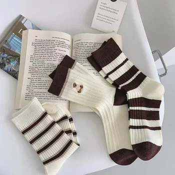 Спортивные носки, женские повседневные носки в полоску Little Bear, осень/ зима 2023, новые дышащие носки Happy Socks в стиле харадзюку