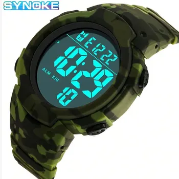 Спортивные часы SYNOKE Outdoor 30M Водонепроницаемые цифровые мужские модные многофункциональные водонепроницаемые цифровые часы Мужские