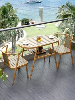 Стол и стул на балконе, чайный столик и стул для отдыха, комбинация стола и двух стульев, простой стол и стул на открытом воздухе