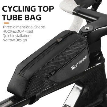 Сумка для велосипедной рамы объемом 1 л, большая сумка для передней рамы с верхней трубкой, узкая сумка для велоспорта с боковым карманом, аксессуары для велоспорта