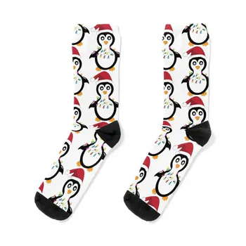 Счастливого Рождества, Пингвин в шляпе Санта-Клауса и рождественских легких Носках хлопчатобумажные носки чулки до щиколоток Носки Женские Мужские