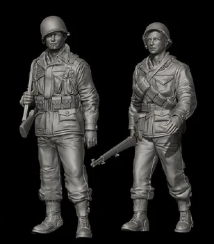 Фигурка из неокрашенной смолы в масштабе 1/35, фигурки солдат США, 2 фигурки