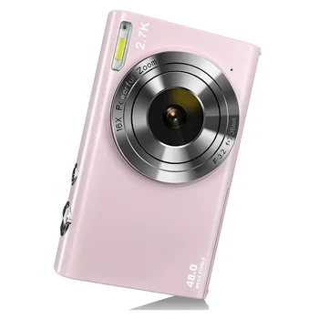 Цифровая камера с автофокусом, камера для видеоблогинга с разрешением 2,7 К 48 Мп и большим экраном 2,8 дюйма, стильная камера для подростков-розовый