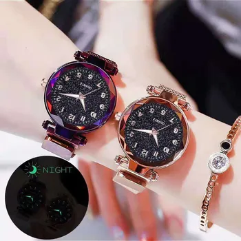 часы женские наручные montre femme relojes para mujer Luminous Surface Digital Quartz Watch Magnetic Strap Women'S Student Watch