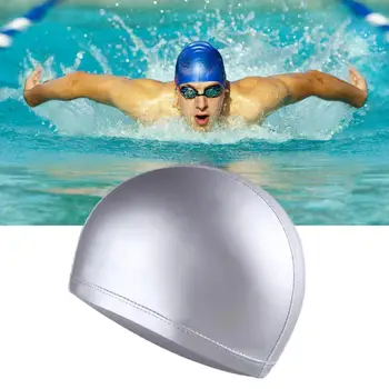 Шапочка для плавания, очень мягкая, высокоэластичная, водонепроницаемая, однотонная, нескользящая конструкция, Защита ушей из искусственной кожи, шапочка для плавания в бассейне