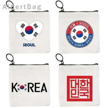 Южная Корея Шака Ручной Флаг Корейское Сердце Эмблема Сеула KPOP Подарки Для Влюбленных Холст Кошелек Для Монет Чехол Для Ключей Маленькие Сумки Кошелек На Молнии